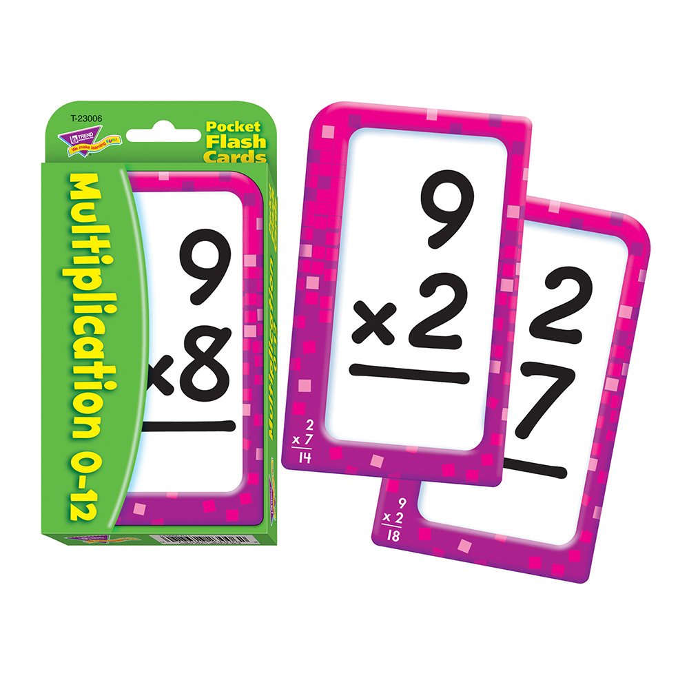 Trend Enterprises: Multiplication 0-12 Pocket Flash Cards, Great for Skill Building and Test Prep, 56 Self-Checking Cards Included, Master 104