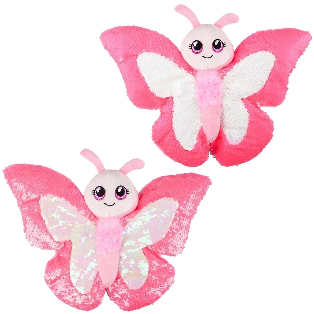 Rhode Island Novelty Reversible Sequin Butterfly Plush Stuffed Animal, 1 Piece, Random Color (Pink or Blue)