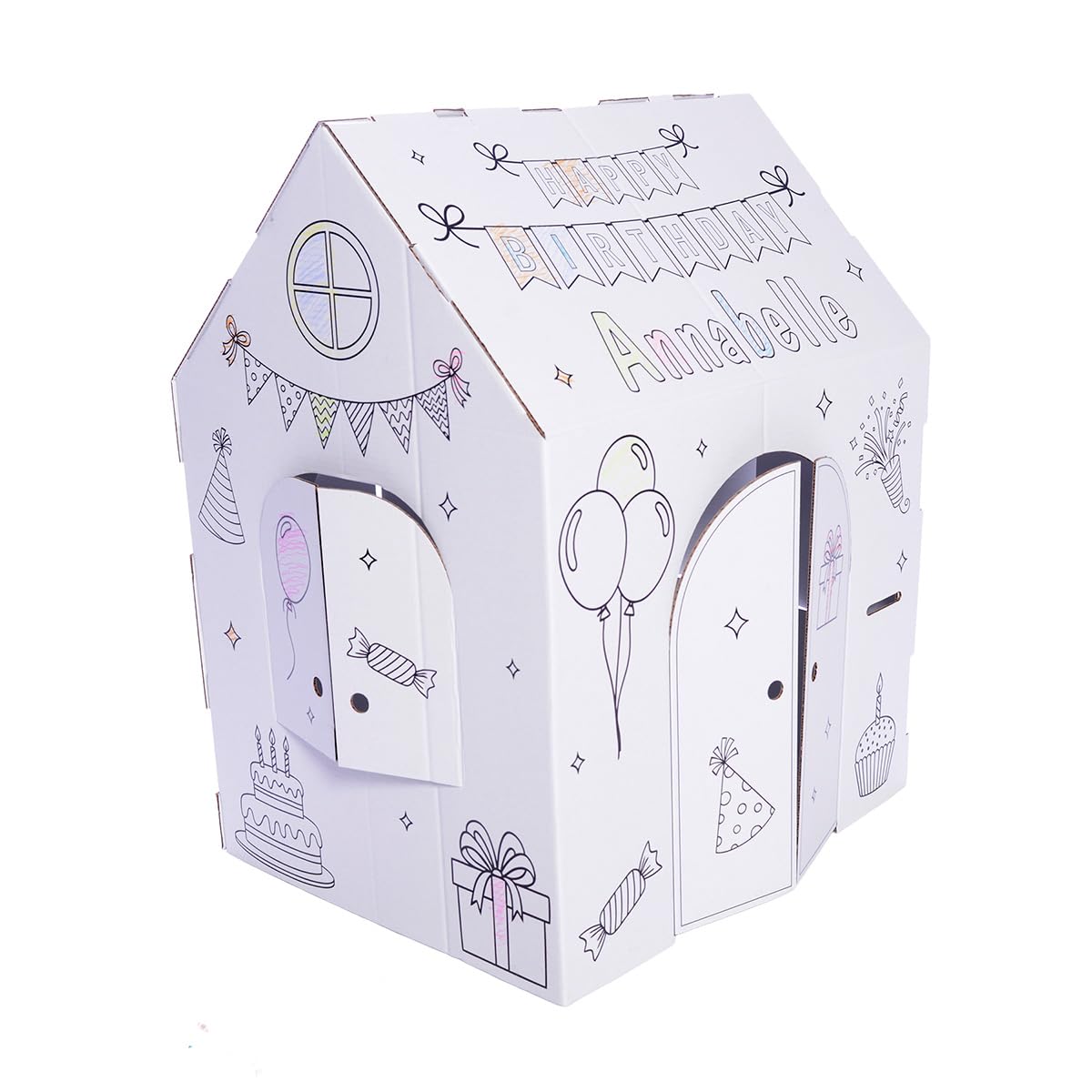 Anderson’s My Name, My Playhouse! Birthday House - Personalized Cardboard Playhouse for Kids Ages 3+, Color-in Party Activity, Birthday Gift, DIY