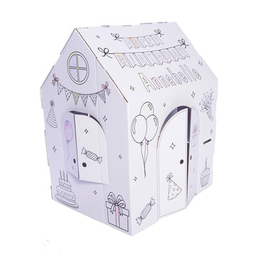 Anderson’s My Name, My Playhouse! Birthday House - Personalized Cardboard Playhouse for Kids Ages 3+, Color-in Party Activity, Birthday Gift, DIY