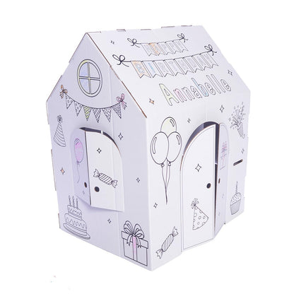 Anderson’s My Name, My Playhouse! Birthday House - Personalized Cardboard Playhouse for Kids Ages 3+, Color-in Party Activity, Birthday Gift, DIY