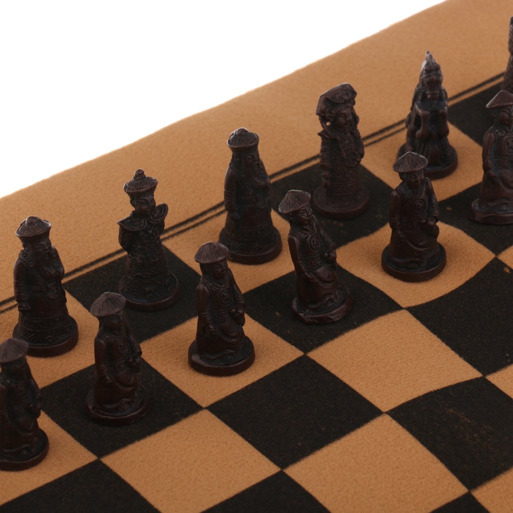 Baosity Chinese Chess Set with Resin Figurine Pieces, Foldable Board for Travel and Xiangqi Players