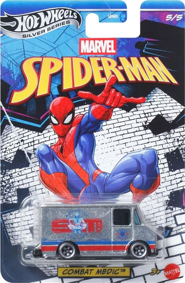 Hot Wheels Silver Series Spider Man Combat Medic [Silver] 5/5, 1:64 Scale Diecast Toy Vehicle