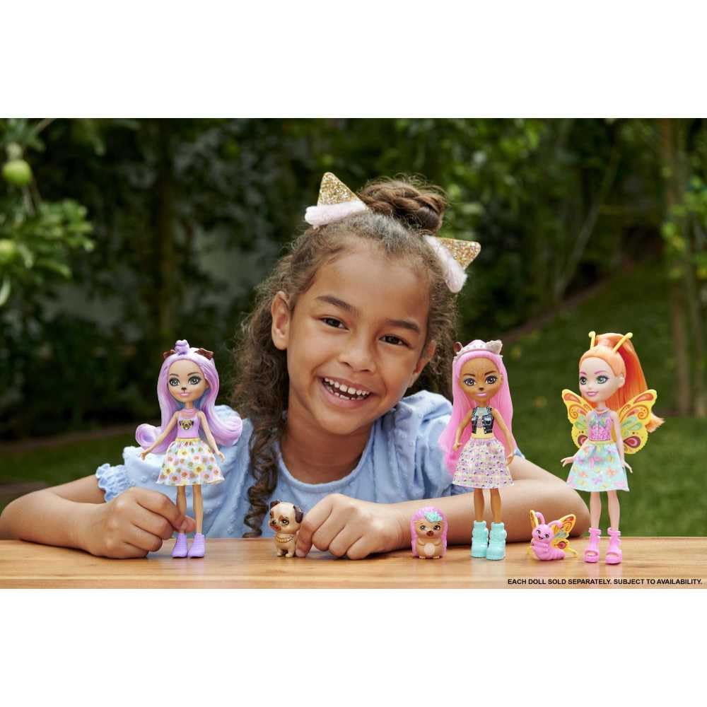 Enchantimals Dolls, City Tails Belisse Butterfly Doll and Dart Animal Friend, Small Doll with Removable Skirt and Accessories, Gifts for Kids, HKN12