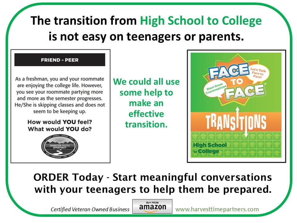 Harvest Time Partners Face to Face Transitions - High School to College Conversation Card Game, Conversation Starters for Students, Parents,