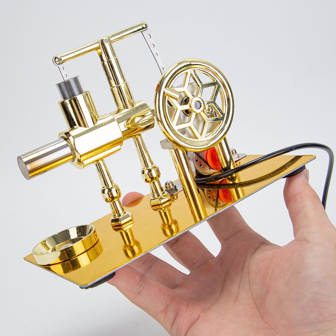 ENGINEDIY Stirling Engine Model Kit, Balance Single Cylinder Hot Air Stirling Engine Model with USB Light, DIY Experiment Educational Model Kits