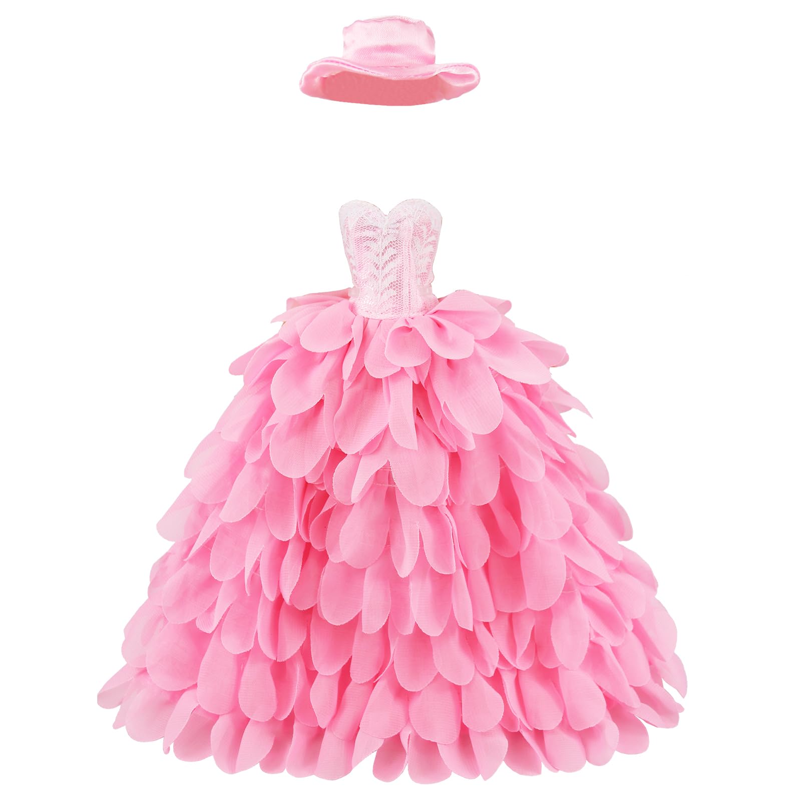 BARWA Princess Evening Party Clothes Wears Dress with Hat Outfit Set for 11.5 inch Doll