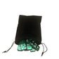 Marion Domino Double 6 Green Marbleized Tiles with Spinners, Jumbo Tournament Size in Black Elegant Velvet Bag