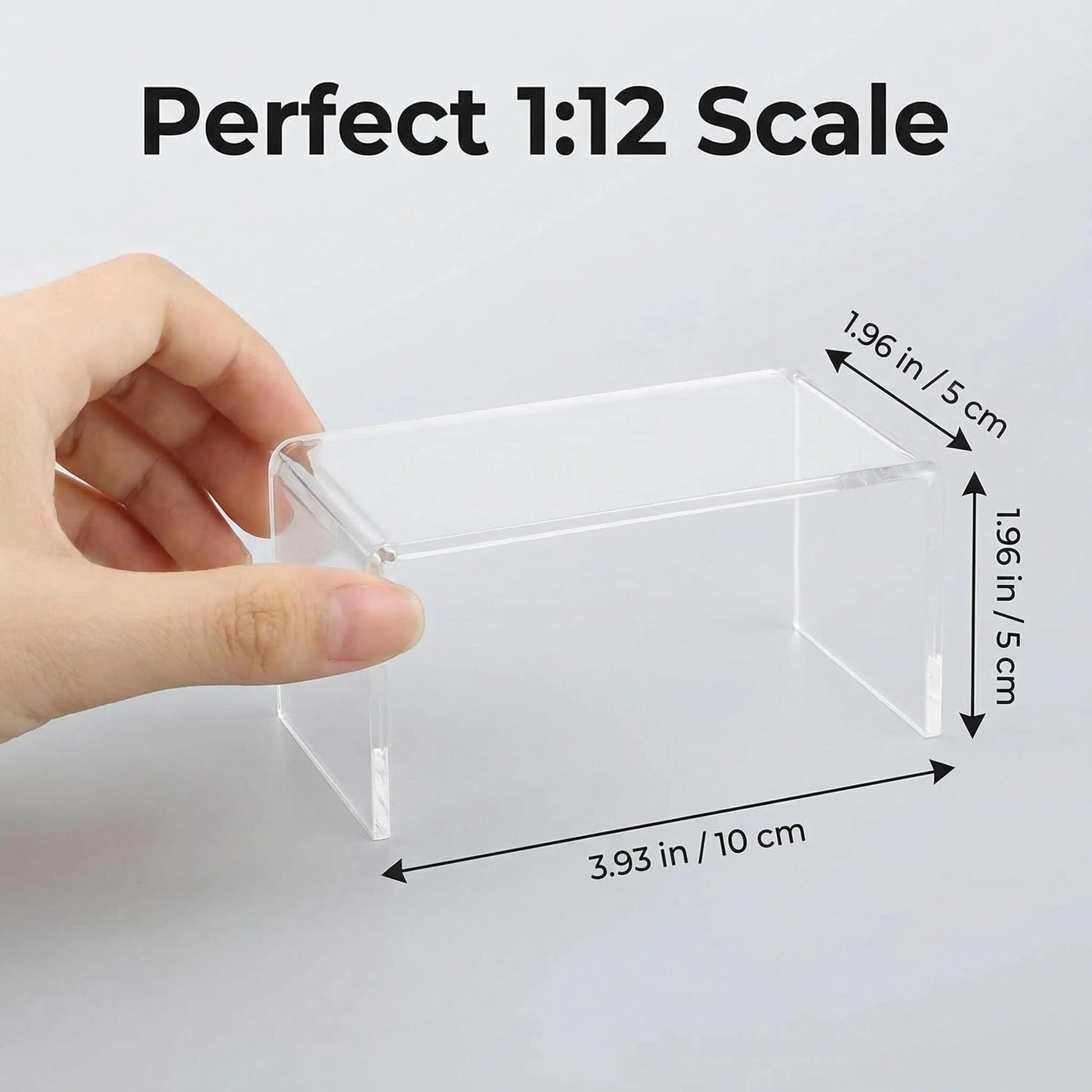 1:12 Miniature Acrylic Table - Modern Waterfall Rectangle Coffee Table for Dollhouse, Transparent Living Room Furniture & Display Stand for Miniatures