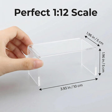 1:12 Miniature Acrylic Table - Modern Waterfall Rectangle Coffee Table for Dollhouse, Transparent Living Room Furniture & Display Stand for Miniatures