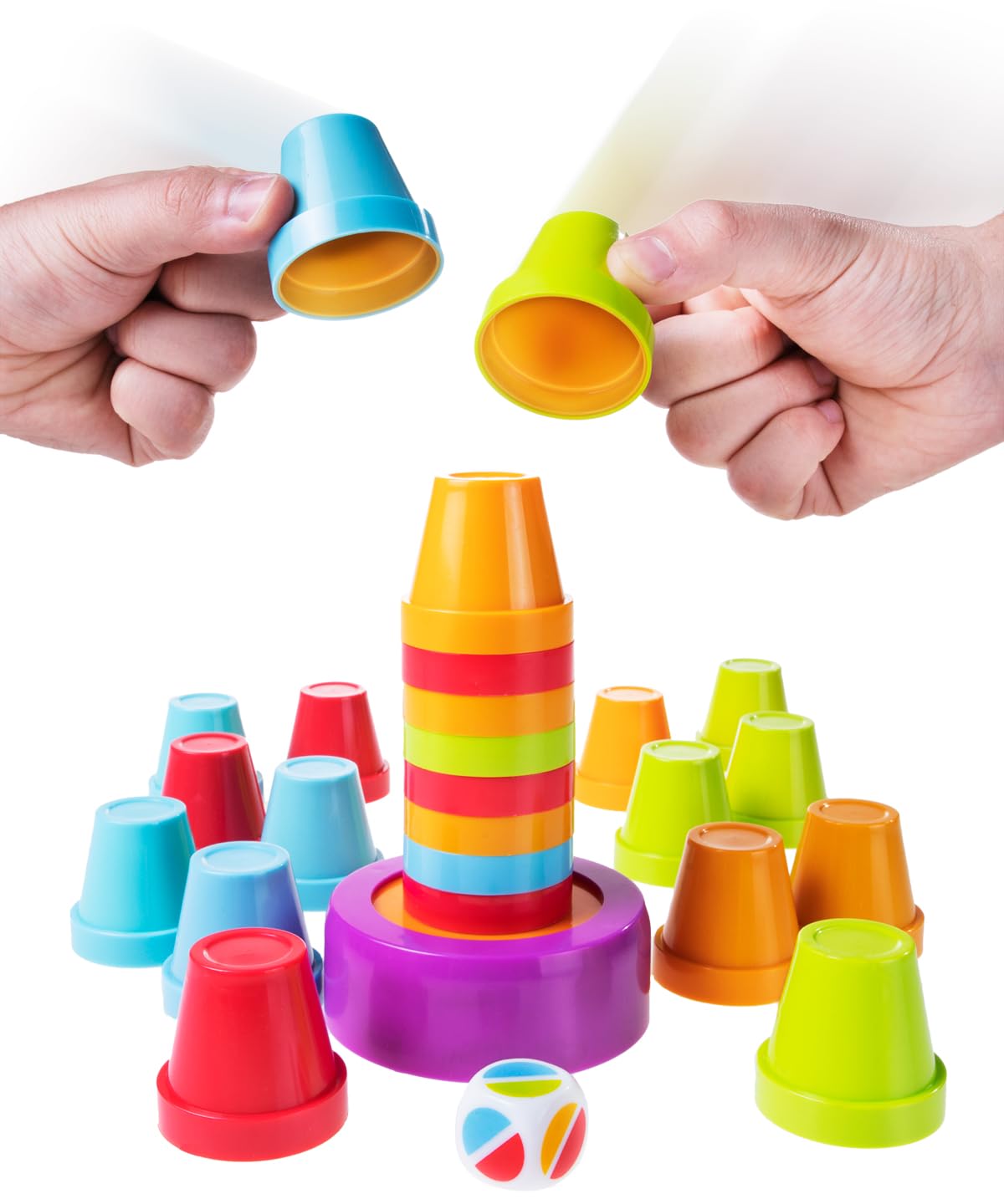 Slam Cup, Speed and Color Matching Cups Kids and Family Game by Blue Orange Games for 2 to 4 Players. Recommended for ages 6 & up