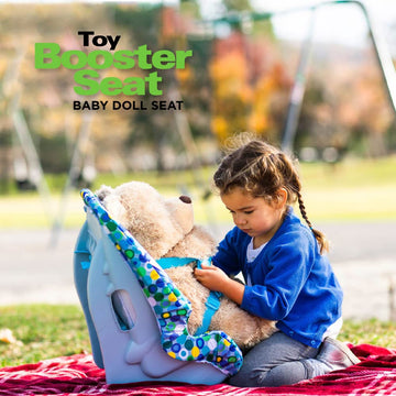 Joovy Toy Booster Seat & Functional Doll Car Seat Featuring Crash-Tested Latch System for Safety, Machine-Washable Cover for Easy Cleaning,