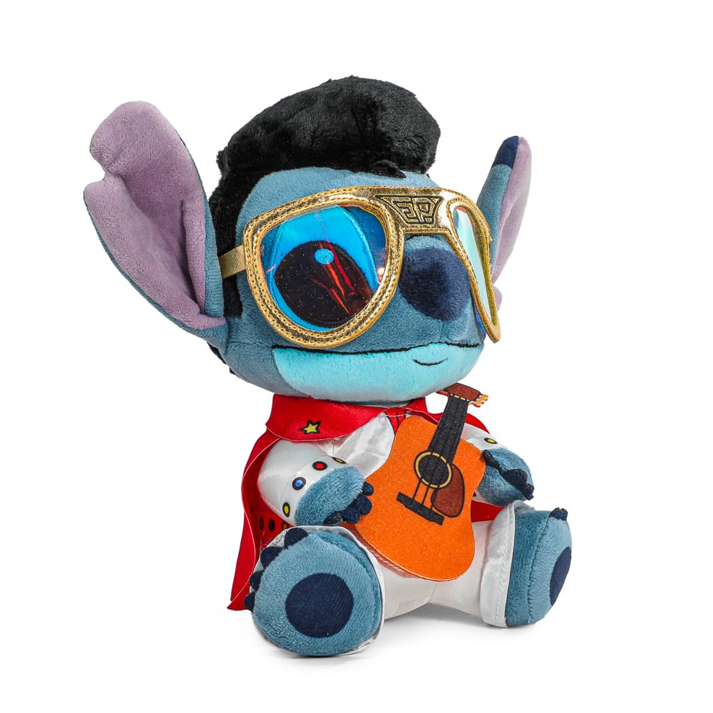 Disney Lilo and Stitch - Collectible White Jumpsuit Elivs Stitch 8 Inch Stuffed Plush Phunny Figure, by Kidrobot