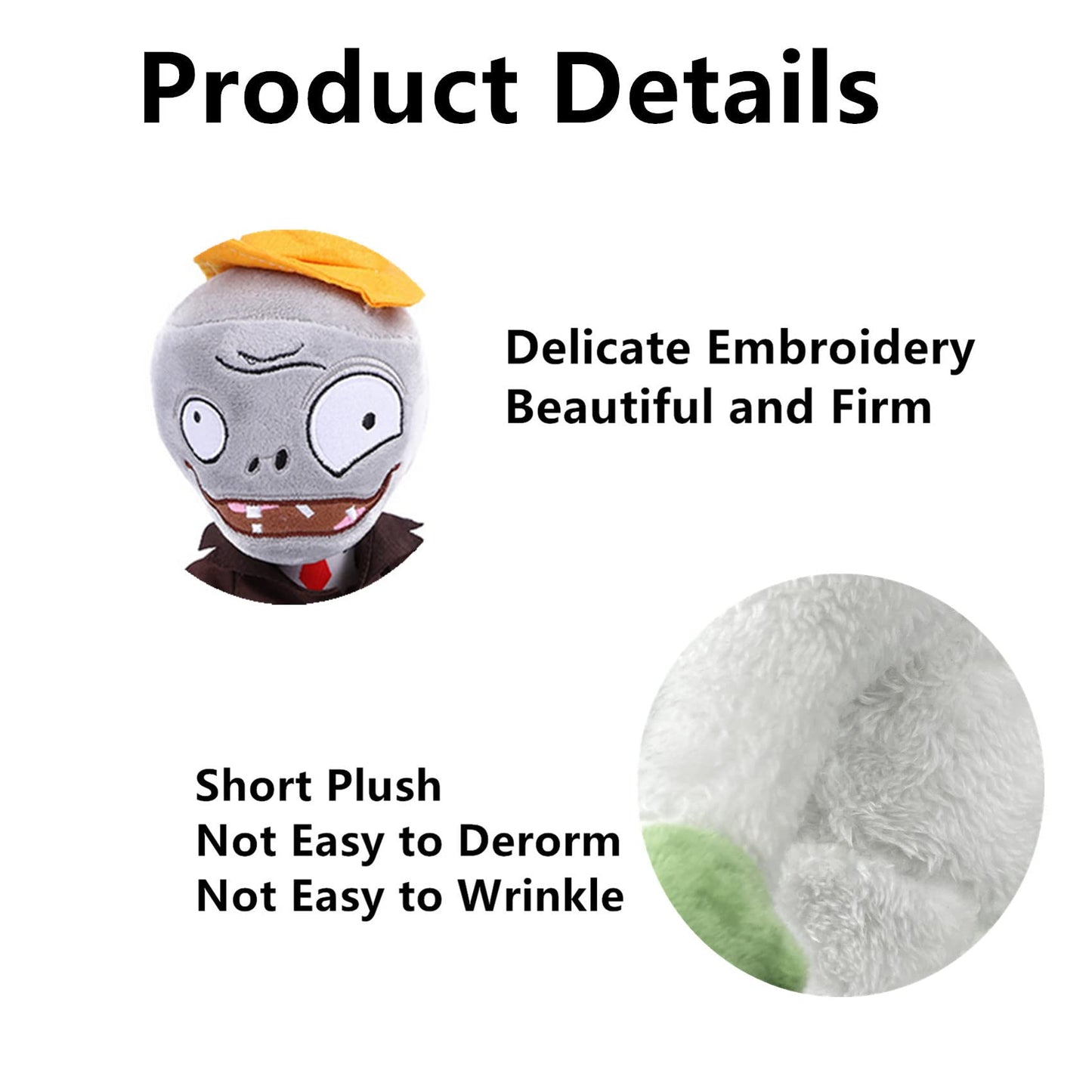 JHESAO 6 PCS Plants and Zombies Plush Green Skirt Zombies Plushies Sets Toy Conehead Zombie, 1 2 Stuffed Soft Duck Zombie Doll, Yeti PVZ Plush Figure