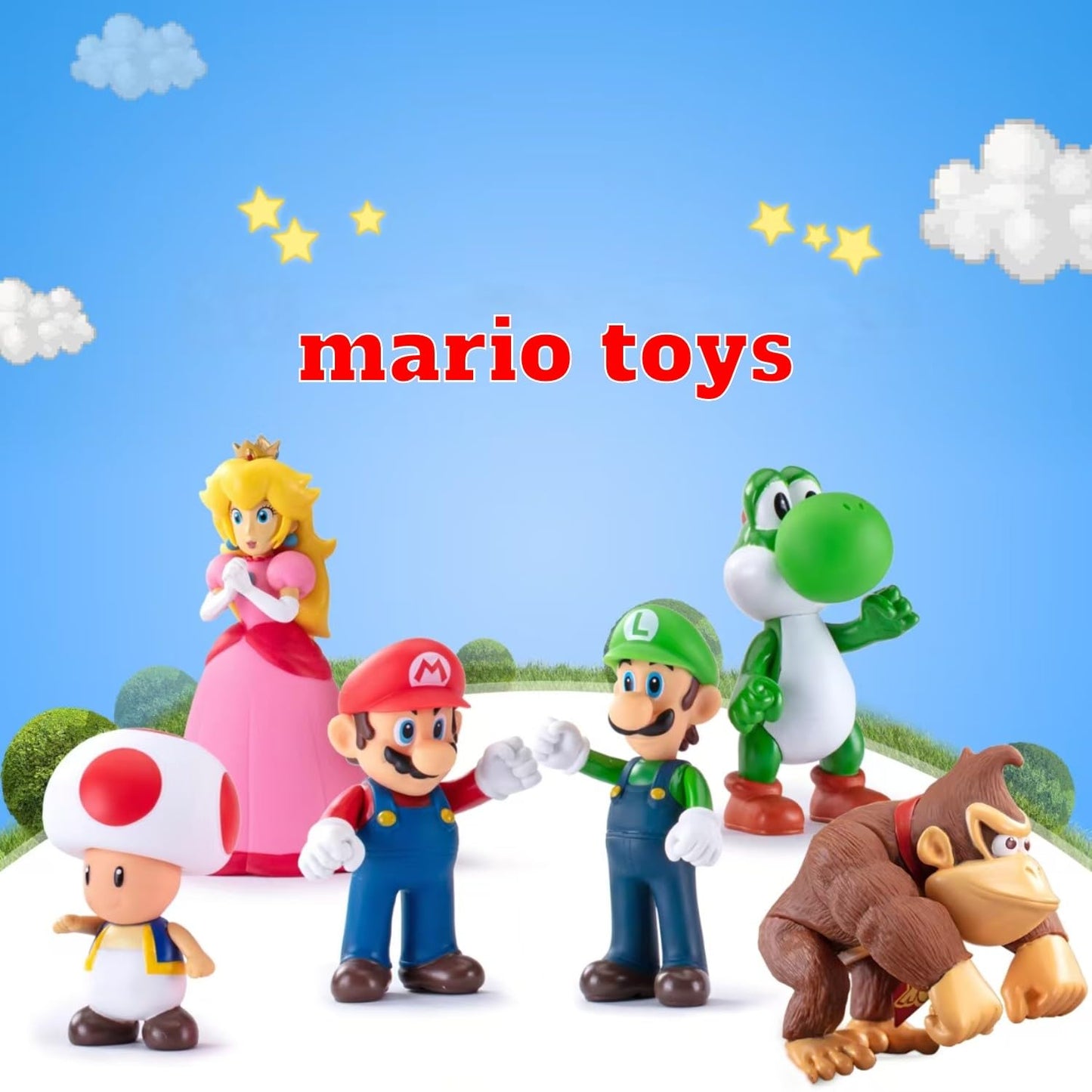 Mario Figures 6 Pack Mario Bros Toys Set Eco-Friendly PVC Mario Action Figures Gift for Kids Ages 3+, Movie Fans, Collector (4-6 Inch)