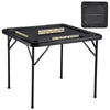 VEVOR Folding Card Table, 4 Player Portable with 4 Cup Holders & Chip Trays, Mahjong Domino Game Set, 35.4 x 35.4-inch, Black