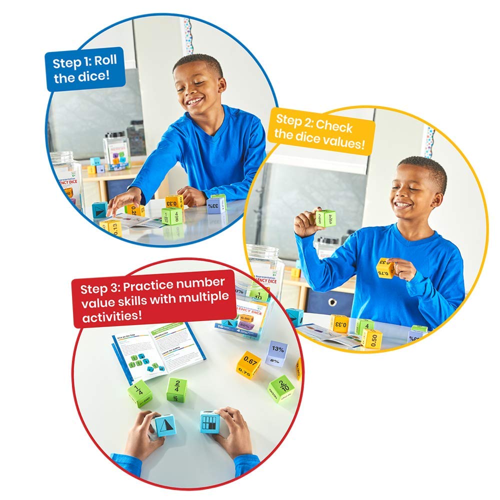 hand2mind Multiple Representation Equivalency Dice Set, Fraction Equivalency, Foam Cubes for Classroom, Decimal Manipulatives, Educational Toys