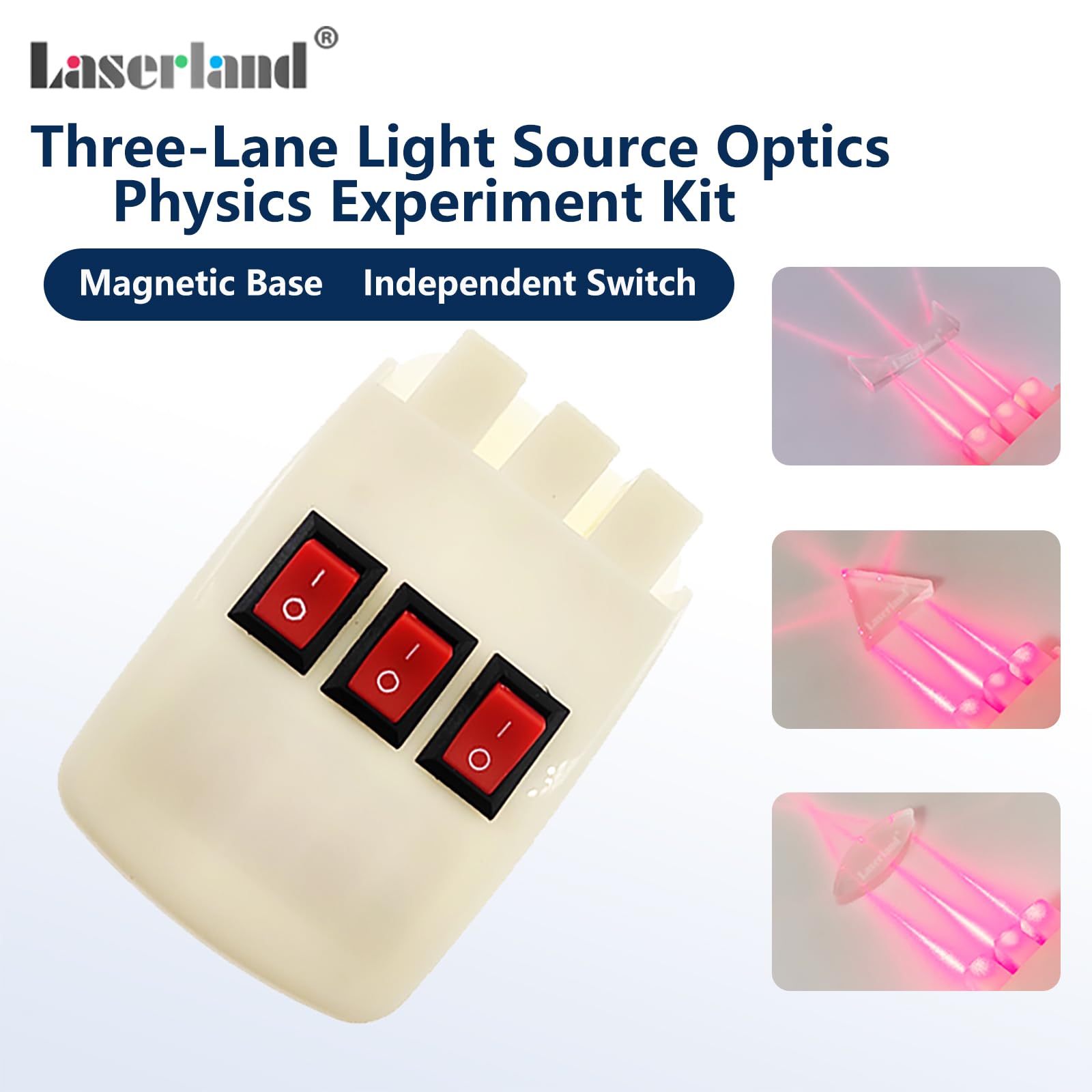 Magnetic Physics Optical Experiment Kit Refraction Reflector Triangular Prism Convex Lens Concave Mirror Linear Light Source