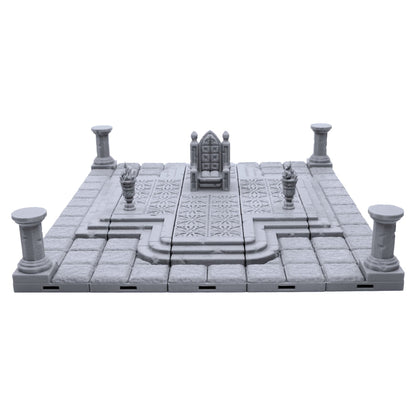 EnderToys Locking Dungeon Tiles - Throne Room, Terrain Scenery Tabletop 28mm Miniatures Role Playing Game, 3D Printed Paintable