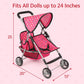 Twin Doll Stroller - Pretend Play Stroller for Dolls - Toy Stroller with Storage Basket for Baby Doll Accessories Set
