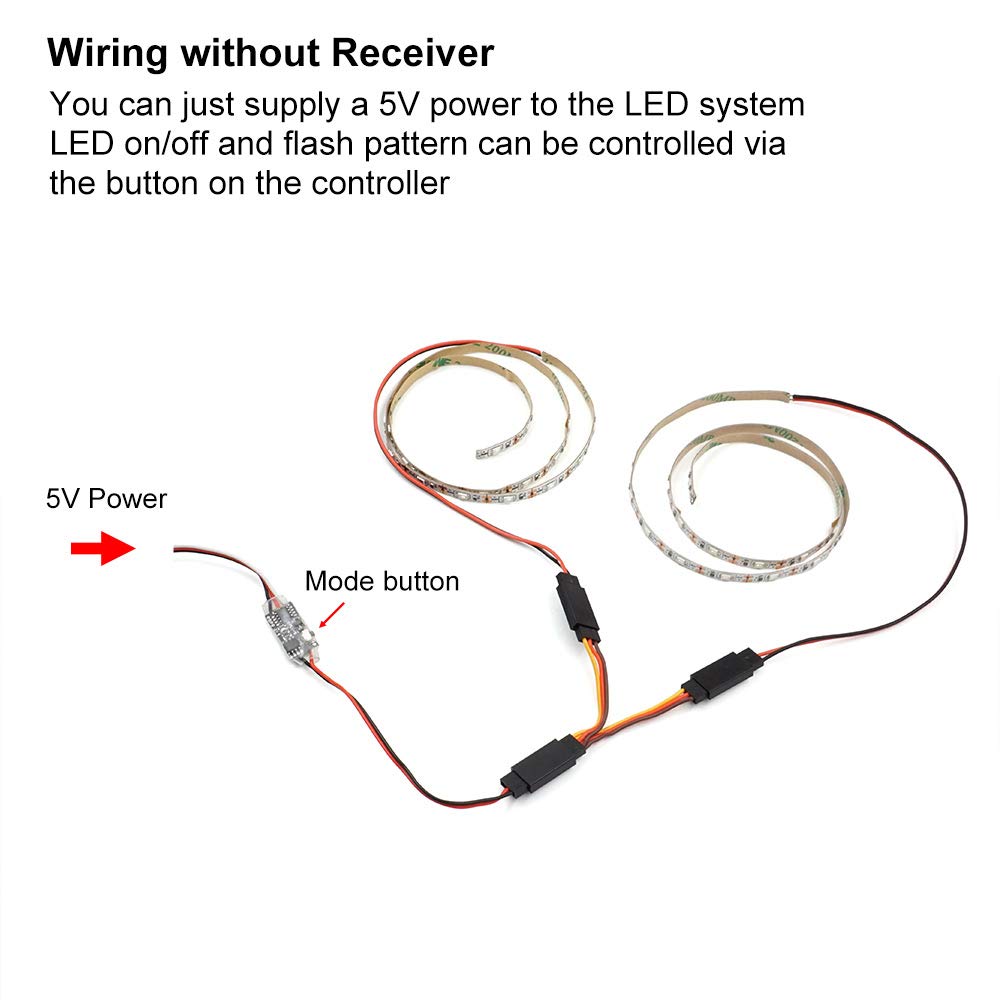 elechawk Remote Controlled LED Light Strip for RC Fixed Wing Airplane Flying Wing Plane AR Wing Drone Model Car Truck