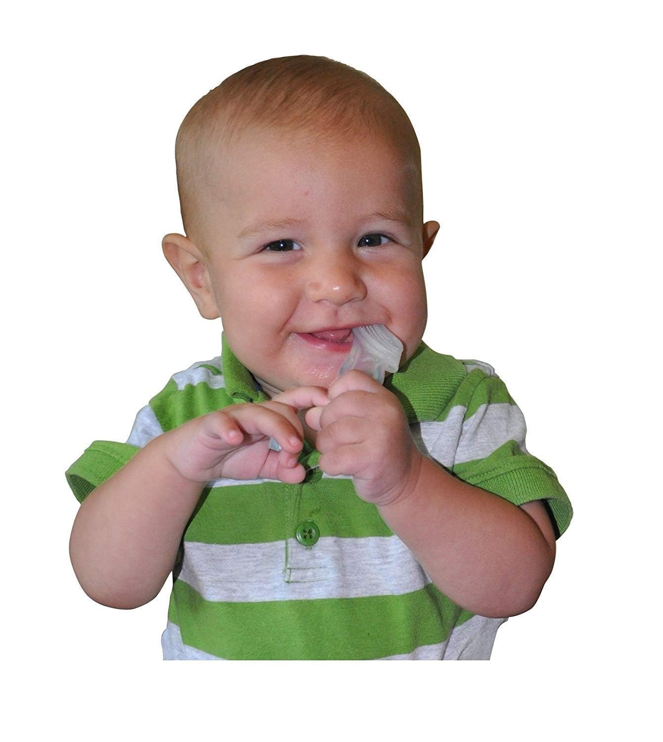 Brilliant Oral Care Baby’s First Toothbrush, Smooth Silicone Bristles Gently Clean Tender Teeth and Gums, with Storage Case, for Ages 4+ Months