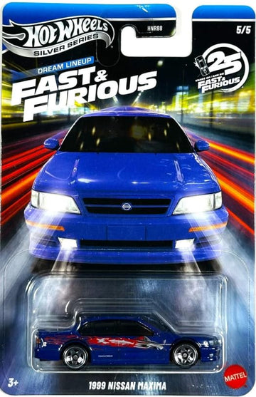 Hot Wheels Silver Series Fast & Furious Dream Lineup - 1999 Nissan Maxima [Blue] 5/5-1:64 Scale Diecast Toy Vehicle