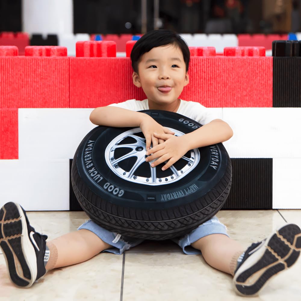 Ryttir 15.7 Inch Big Creative 3D Simulation Wheel Plush Pillow,Soft Car Tire Pillow Wheel Toy Outdoor Cushions for Car Owners,Cuddle Companion for Age