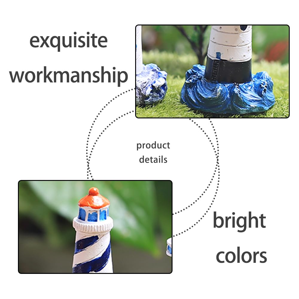 BQWanFA Lighthouse Decoration 4Pcs Fish Tank Decorations Nautical Lighthouse Resin Lighthouse Model Miniature Lighthouse Outdoor Light Garden Yard