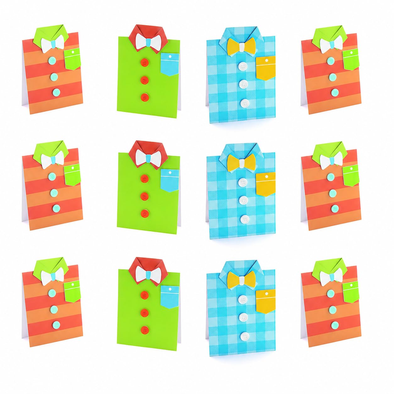 Fun Express Father's Day Shirt Card Craft Kit - Makes 12 Cards DIY Craft Gifts for Kids - Great for Summer Camp, Classroom and Home Activities