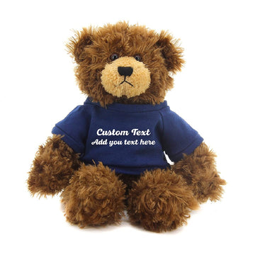 Made By Aliens Customized Chocolate Brandon Bear - 12 inch Personalized Stuffed Bear Plush Toy - Perfect Custom Shirt Bear Gift for Graduation