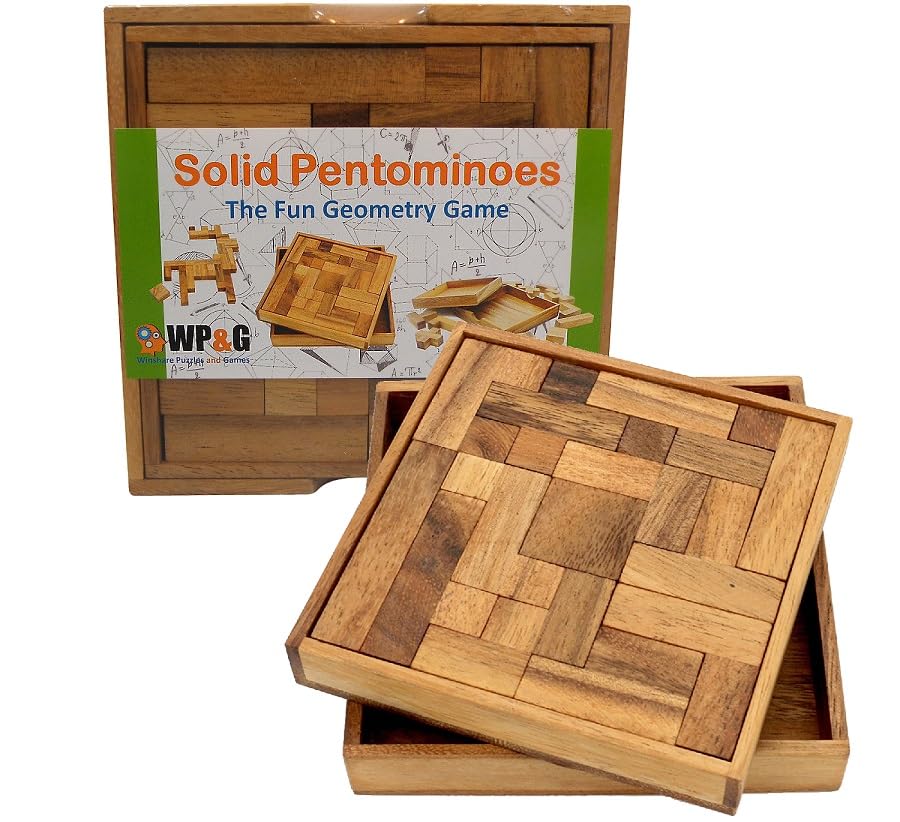 Solid Pentominoes - Wooden Brain Teaser Puzzle