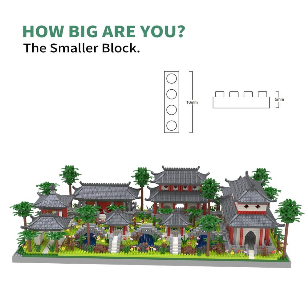 Kadablk Architecture Chinese Style of Suzhou Garden,Set 3 Backyard, Micro Block,Classical Famous Building Block Set,Asian Cultures,3988 PCS for Adults