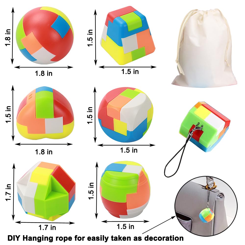 16 Pack Brain Teasers Puzzles for Kids & Adults, Brain Teasers Metal IQ Toys Puzzle Mind Game 3D Coil Cast Wire Unlock Interlock Magic Ball Puzzles