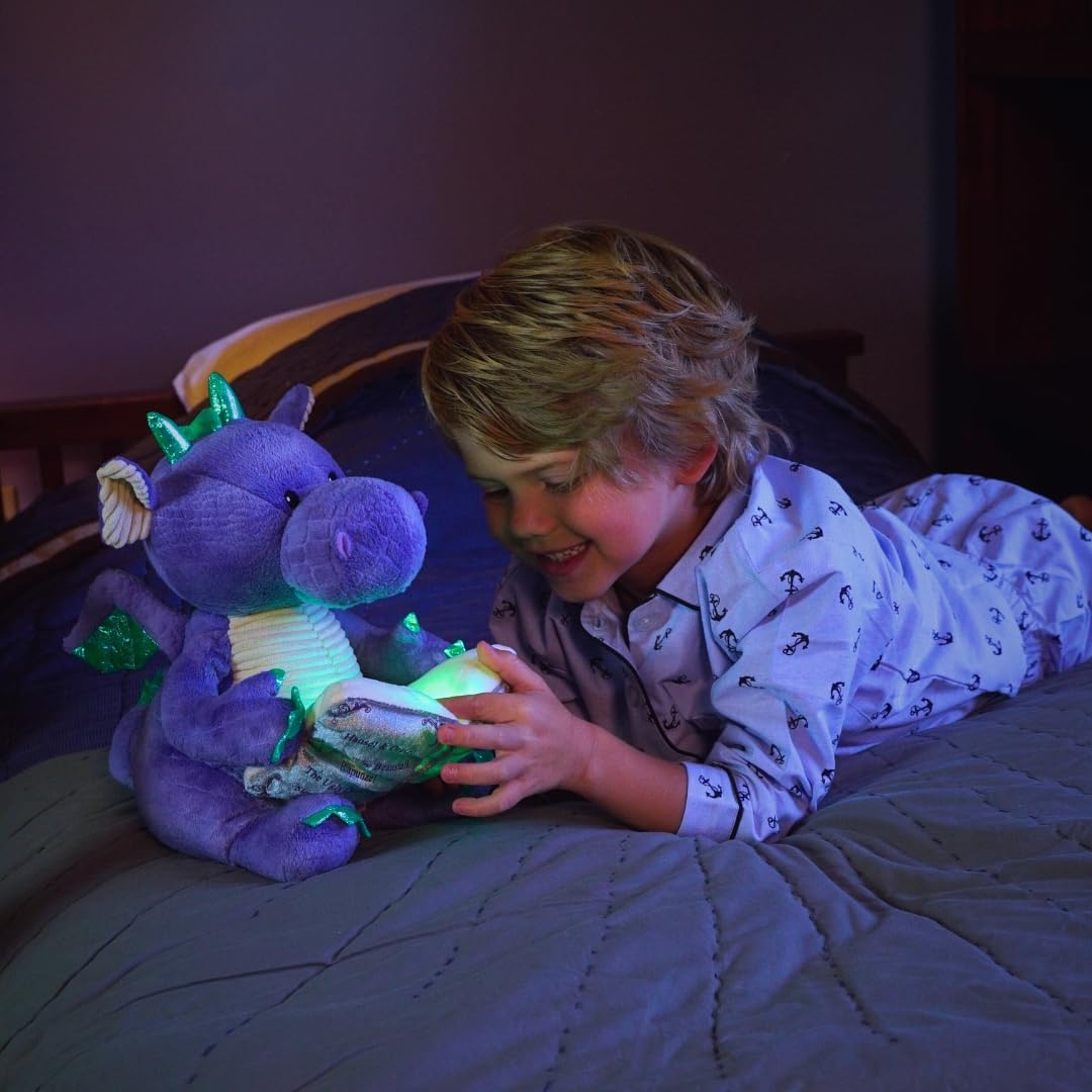 Cuddle Barn | Dalton The Storytelling Dragon with Light Up Book - Animated Stuffed Animal Plush Toy | Mouth Moves, Head Sways | Recites 5 Fairy-Tales