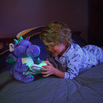 Cuddle Barn | Dalton The Storytelling Dragon with Light Up Book - Animated Stuffed Animal Plush Toy | Mouth Moves, Head Sways | Recites 5 Fairy-Tales