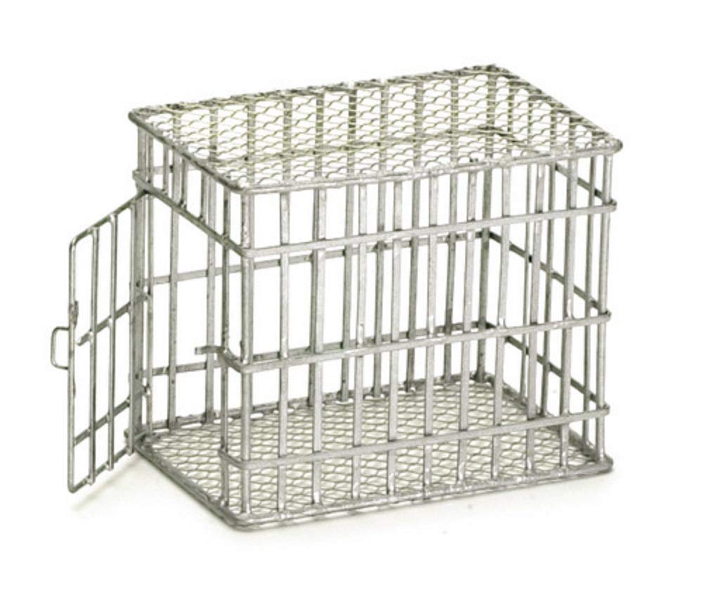 Dollhouse Miniature 1:12 Scale Small Galvanized DOG Cage Eiwf307