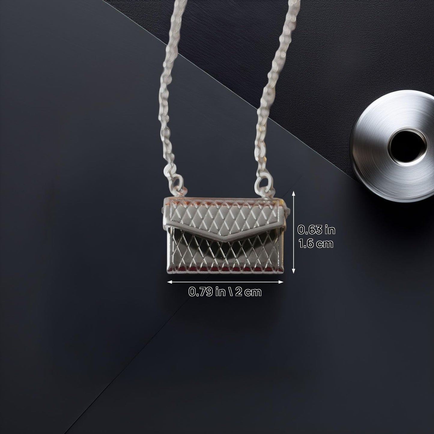 Miniature Alloy Handbag (Gold/Silver Option): 1:12 Scale Fashion Purse with Chain for Dollhouse Wardrobe, Boutique Scene, Adult Collector (Silver)