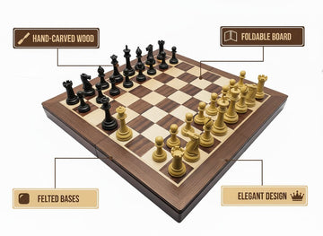 18" Wooden Chess Set,Folding Storage Wooden Chess Board Sets, Large Chess Board Sets, Premium Board Games Chess Set for Adults and Kids Chess