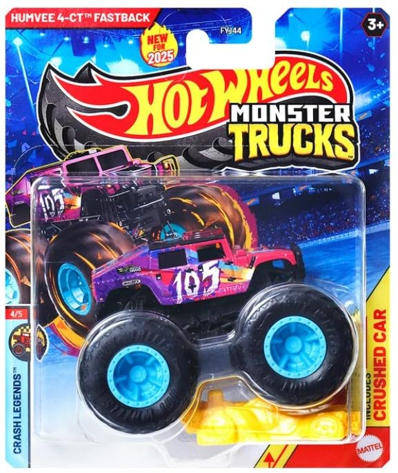 Hot Wheels Monster Trucks Humvee Fastback, 1:64 Scale Crash Legends 4/5 Diecast