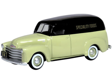 1950 Chevy Panel Van Speciality Foods Light Green and Black 1/87 (HO) Scale Diecast Model Car by Oxford Diecast 87CV50004