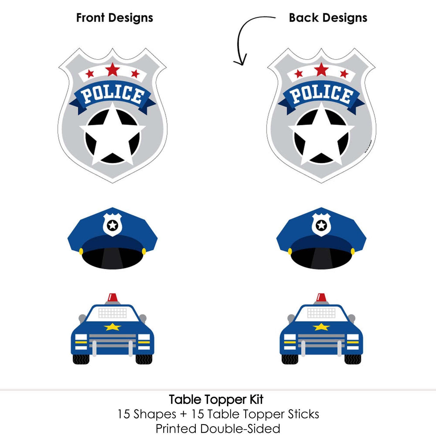 Big Dot of Happiness Calling All Units - Police - Cop Birthday Party or Baby Shower Centerpiece Sticks - Table Toppers - Set of 15