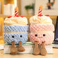 owemeet 11 Inch Birthday Cake Plush Stuffed Animals Plush Pillow Toy Soft Cake Plushies Funny Soft Food Plush Toys Gifts for Kids Birthday (Pink)