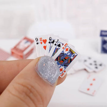 RillyRellow Miniature Poker Playing Cards, Dollhouse Miniatures Poker, Mini Card 1/12 Poker Cards, Mini Playing Cards, for Dollhouse Miniatures