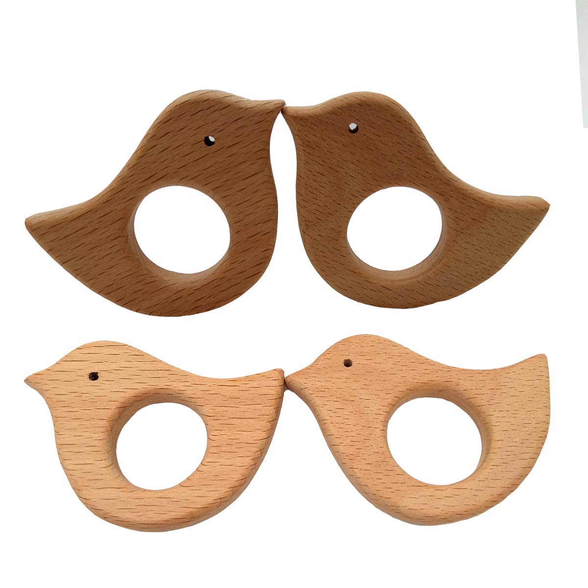10pcs Lovely Cartoon Wood Bird Montessori Toy Pure Natural Animal Shape Beech Wooden Toys Handmade Pattern DIY Jewelry Making Necklace Pendant (Bird