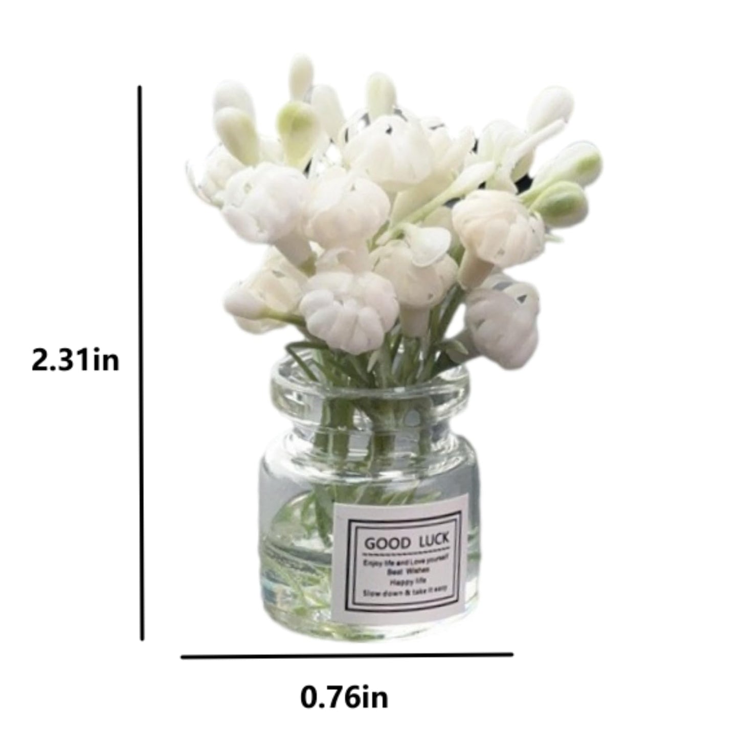 2 Pcs Miniature Flower Vases with White Jasmine - Realistic Handmade Dollhouse Accessories for 1:6/1:8 Scale, Fairy Garden Props, DIY Crafting