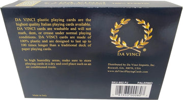 DA VINCI Palermo, Italian 100% Plastic Playing Cards, 2 Deck Set with Hard Shell Case and 2 Cut Cards (Poker Size Jumbo Index)