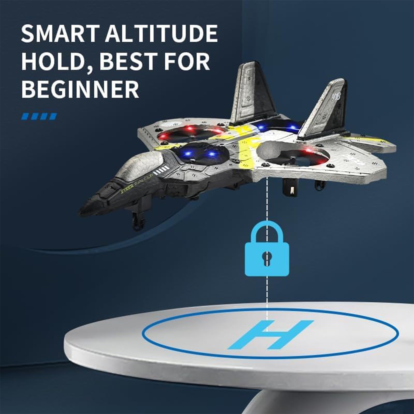 V17 Remote Control Airplane RC Planes, RC Fighter Jet Toy for Kids Adults 8-16, Remote Control Planes with LED Light, 2 Batteries, 360° Stunt Spin