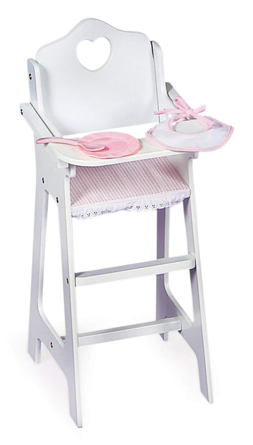 Badger Basket Wooden Baby Doll High Chair - Fits 18" Dolls - Includes Tray, Bib & Free Personalization Kit - Best for Toddler Girls for Pretend Play