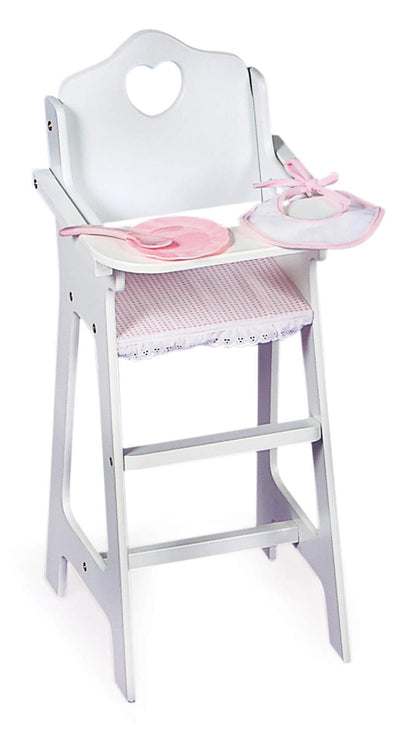 Badger Basket Wooden Baby Doll High Chair - Fits 18" Dolls - Includes Tray, Bib & Free Personalization Kit - Best for Toddler Girls for Pretend Play